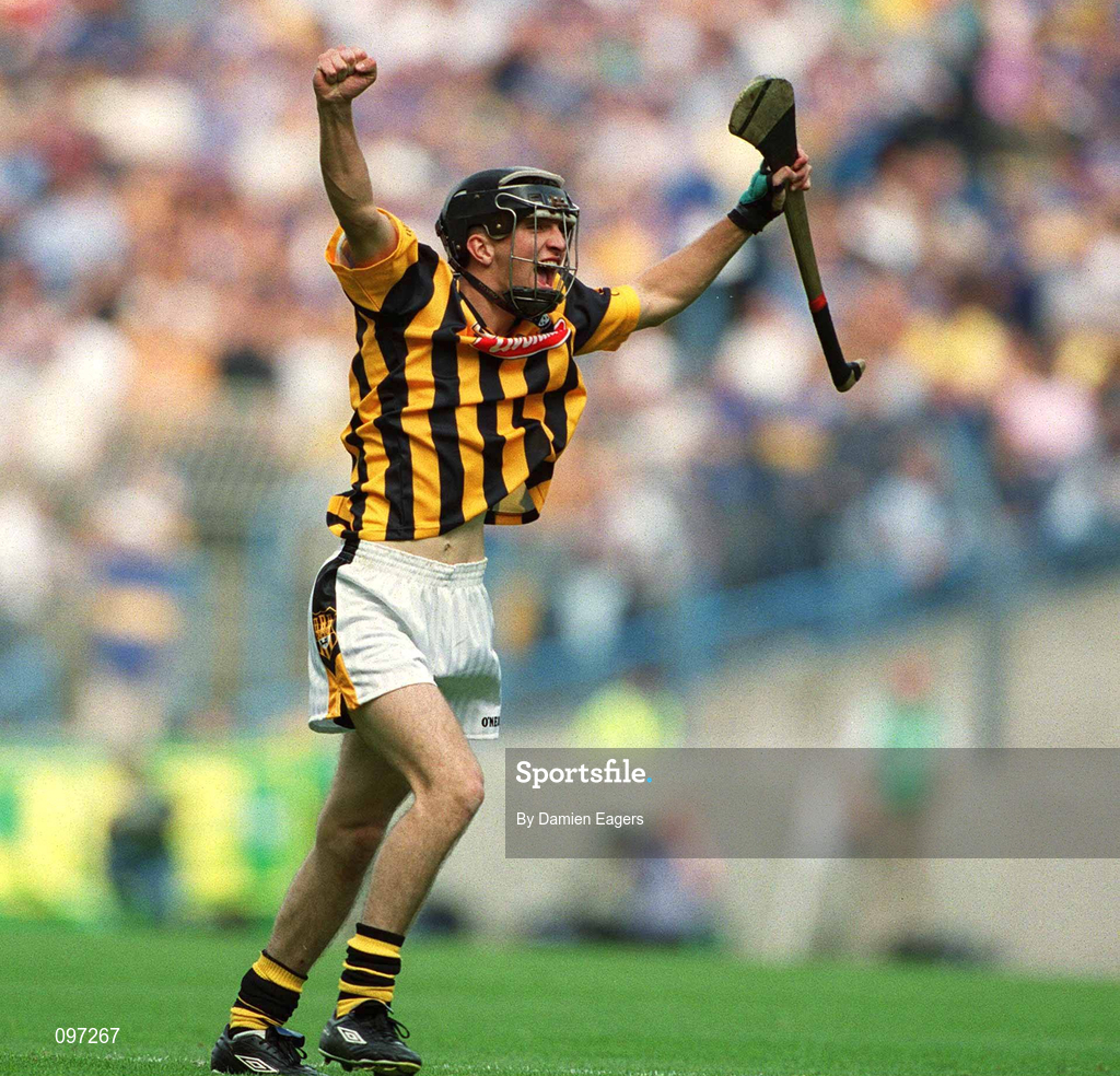 18 August 2002; Alan Healy of Kilkenny celebrates at the final whistle after the All-Ireland Minor Hurling Championship Semi-Final match between Kilkenny and Galway at Croke Park in Dublin. Photo by Damien Eagers/Sportsfile
