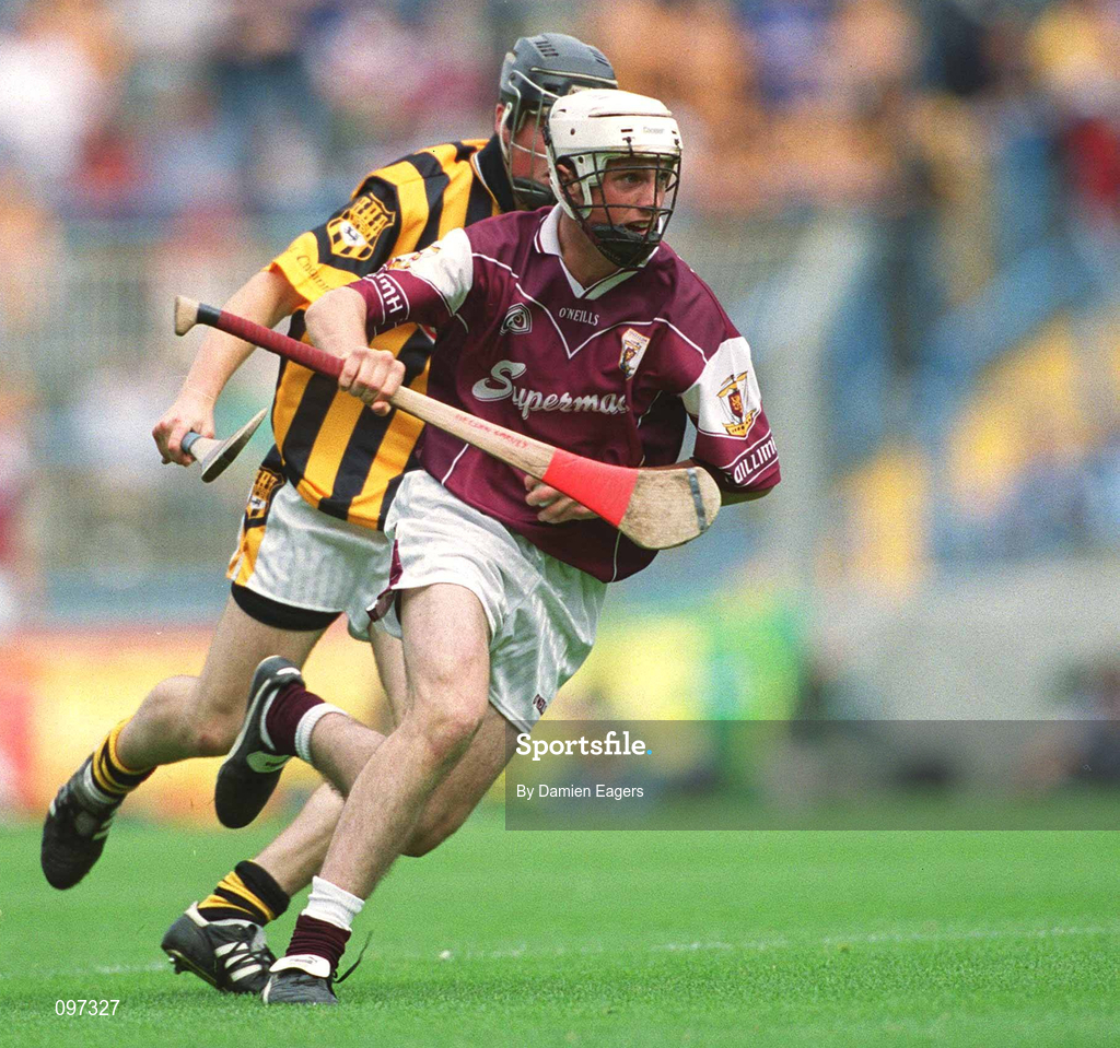 18 August 2002; Declan Garvey of Galway in action against David Prendergast of Kilkenny during the All-Ireland Minor Hurling Championship Semi-Final match between Kilkenny and Galway at Croke Park in Dublin. Photo by Damien Eagers/Sportsfile