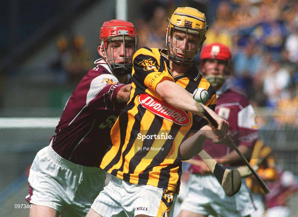 18 August 2002; Richie Power of Kilkenny in action against Brian Costello of Galway during the All-Ireland Minor Hurling Championship Semi-Final match between Kilkenny and Galway at Croke Park in Dublin. Photo by Pat Murphy/Sportsfile