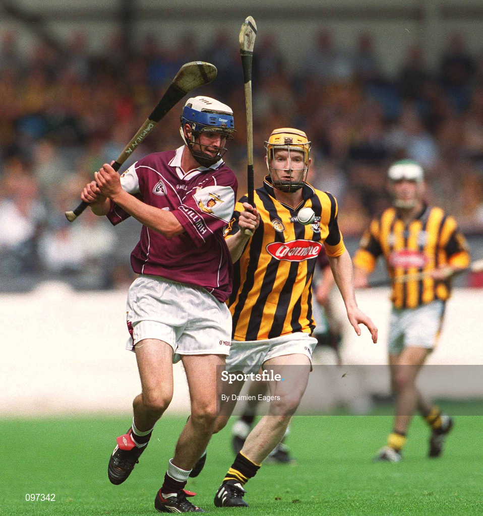 18 August 2002; Damien Kelly of Galway in action against Richie Power of Kilkenny during the All-Ireland Minor Hurling Championship Semi-Final match between Kilkenny and Galway at Croke Park in Dublin. Photo by Damien Eagers/Sportsfile