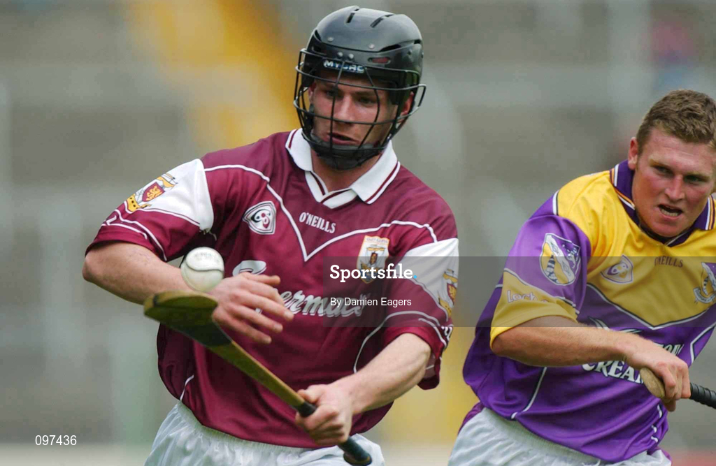 24 August 2002; JP O'Connell of Galway in action against Leighton Gleeson of Wexford during the All-Ireland U21 Hurling Championship Semi-Final match between Galway and Wexford at Semple Stadium in Thurles, Tipperary. Photo by Damien Eagers/Sportsfile