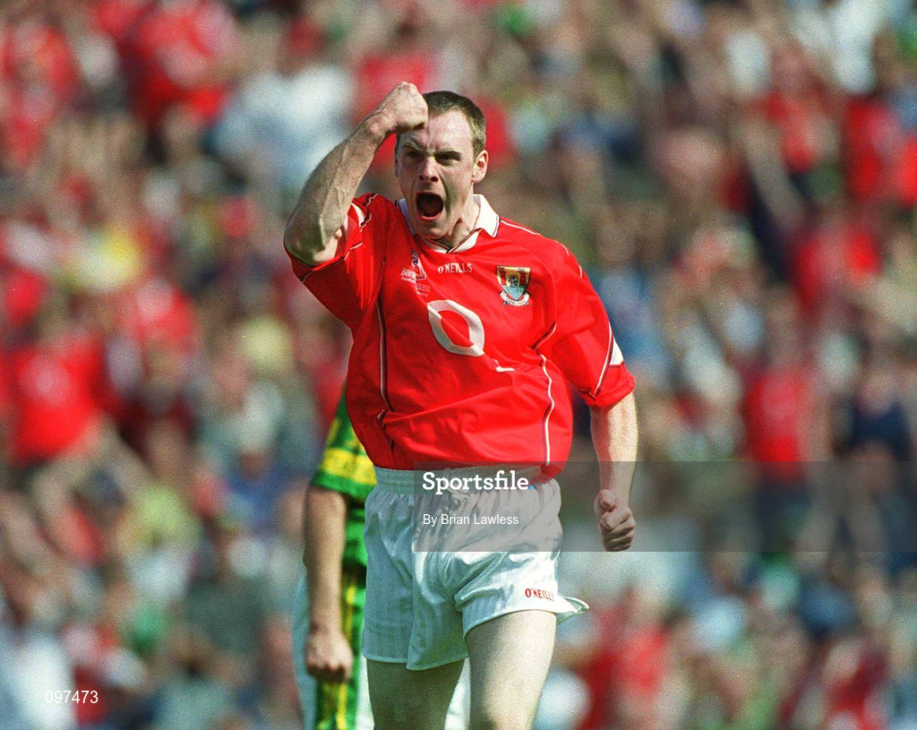 25 August 2002; Philip Clifford of Cork celebrates after scoring a goal during the Bank of Ireland All-Ireland Senior Football Championship Semi-Final match between Kerry and Cork at Croke Park in Dublin. Photo by Brian Lawless/Sportsfile