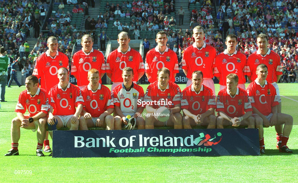 25 August 2002; The Cork team prior to the Bank of Ireland All-Ireland Senior Football Championship Semi-Final match between Kerry and Cork at Croke Park in Dublin. Photo by Ray McManus/Sportsfile