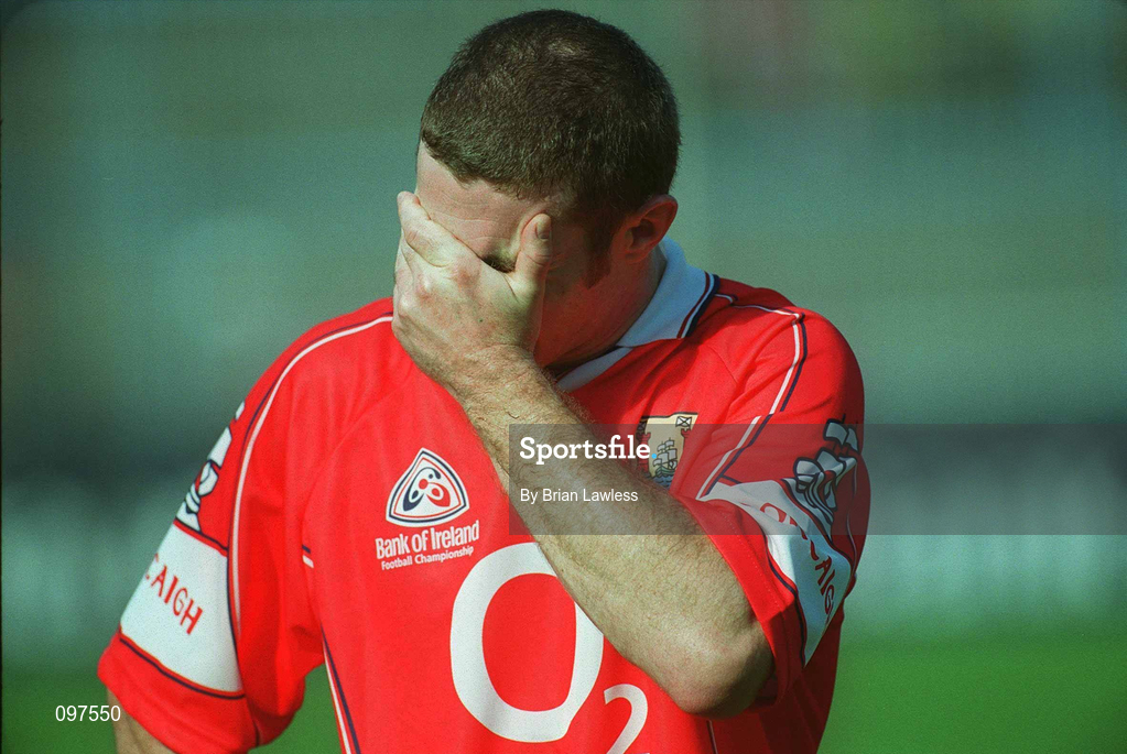 25 August 2002; A dejected Eoin Sexton of Cork after the Bank of Ireland All-Ireland Senior Football Championship Semi-Final match between Kerry and Cork at Croke Park in Dublin. Photo by Brian Lawless/Sportsfile