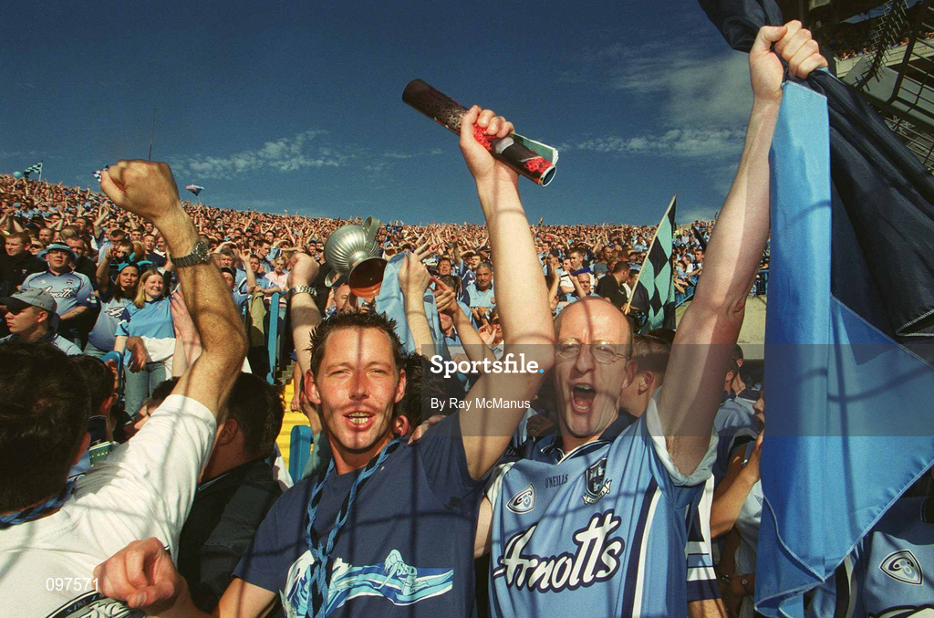 17 August 2002; Dublin fans on Hill 16 during the Bank of Ireland All-Ireland Senior Football Championship Quarter-Final Replay match between Dublin and Donegal at Croke Park in Dublin. Photo by Ray McManus/Sportsfile