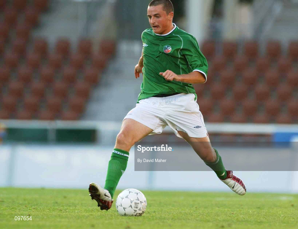 20 August 2002; Michael Keane of Republic of Ireland during the U21 International Friendly match between Finland and Republic of Ireland at Finnair Stadium in Helsinki, Finland. Photo by David Maher/Sportsfile