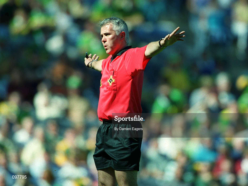 5 August 2002; Referee Séamus McGonigle during the All-Ireland Minor Football Championship Semi-Final match between Meath and Kerry at Croke Park in Dublin. Photo by Damien Eagers/Sportsfile