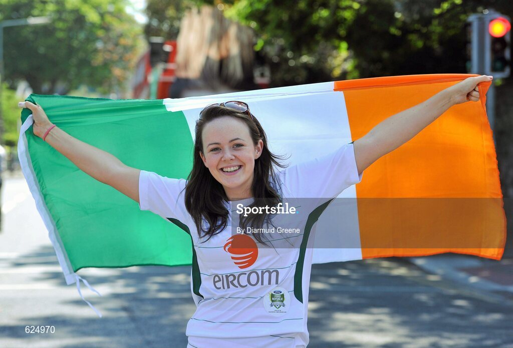 26 May 2012; Ireland supporter Lisa Charles, from Cappamore, Co. Limerick, ahead of the game. Senior International Friendly, Republic of Ireland v Bosnia & Herzegovina, Aviva Stadium, Lansdowne Road, Dublin. Picture credit: Diarmuid Greene / SPORTSFILE