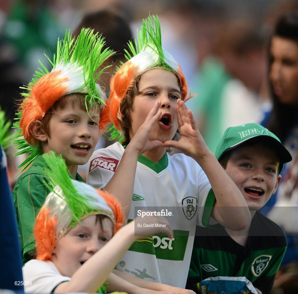 26 May 2012; Republic of Ireland supporters cheer on their team during the game. Senior International Friendly, Republic of Ireland v Bosnia & Herzegovina, Aviva Stadium, Lansdowne Road, Dublin. Picture credit: David Maher / SPORTSFILE