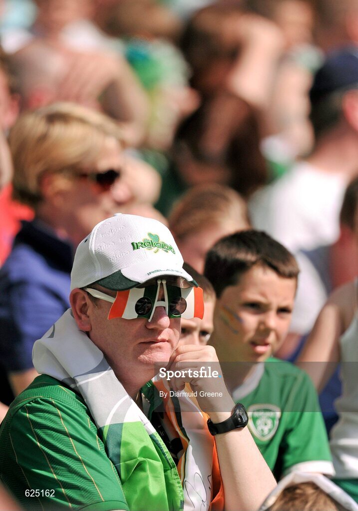 26 May 2012; Ireland supporters watch on during the game. Senior International Friendly, Republic of Ireland v Bosnia & Herzegovina, Aviva Stadium, Lansdowne Road, Dublin. Picture credit: Diarmuid Greene / SPORTSFILE