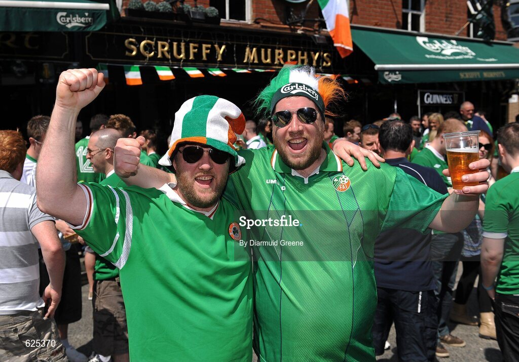 26 May 2012; Republic of Ireland supporters Graham Hayes, from Sligo, left, and Padraig Hayes, from Arklow, Co. Wicklow, ahead of the game. Senior International Friendly, Republic of Ireland v Bosnia & Herzegovina, Aviva Stadium, Lansdowne Road, Dublin. Picture credit: Diarmuid Greene / SPORTSFILE