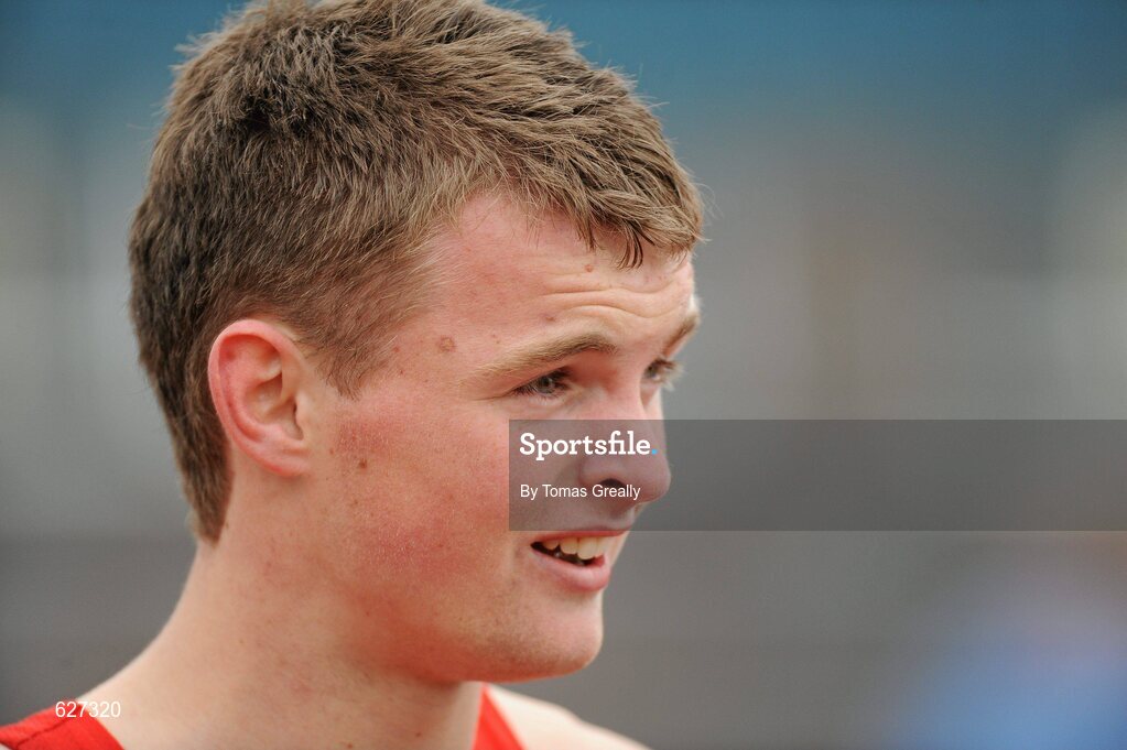 2 June 2012; Marcus Lawler, CBS Carlow, Co. Carlow, after winning the Senior Boys 200m event at the Aviva All Ireland Schools’ Track and Field Championships 2012. Tullamore Harriers AC, Tullamore, Co. Offaly. Picture credit: Tomas Greally / SPORTSFILE