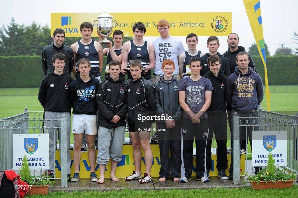2 June 2012; Members of the Belvedere College team who won the overall best school at the Aviva All-Ireland Schools’ Track and Field Championships 2012. Tullamore Harriers AC, Tullamore, Co. Offaly. Picture credit: Matt Browne / SPORTSFILE