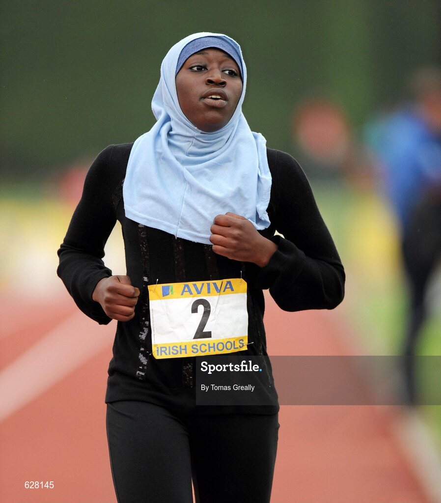 2 June 2012; Soumaya Diarrasau, Taylors Hill, Co. Galway, in action during the Senior Girls 1500m event at the Aviva All Ireland Schools’ Track and Field Championships 2012. Tullamore Harriers AC, Tullamore, Co. Offaly. Picture credit: Tomas Greally / SPORTSFILE