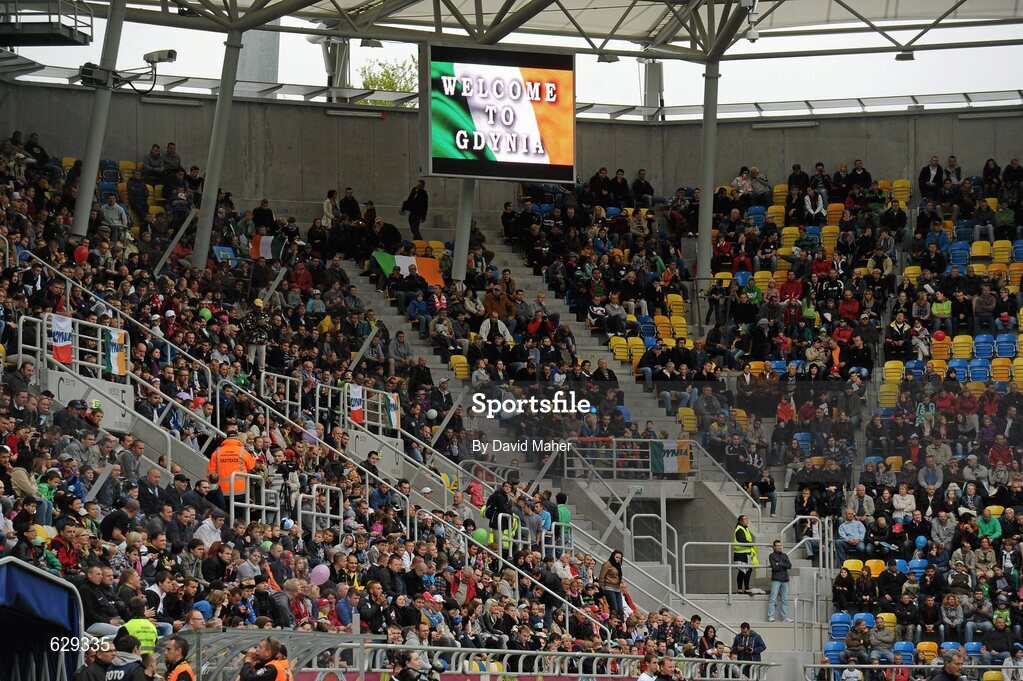 5 June 2012; Spectators watch on from the stands during Republic of Ireland squad training ahead of UEFA EURO 2012 which begins on June 8th. Republic of Ireland EURO2012 Squad Training, Arka Stadium, Gdynia, Poland. Picture credit: David Maher / SPORTSFILE