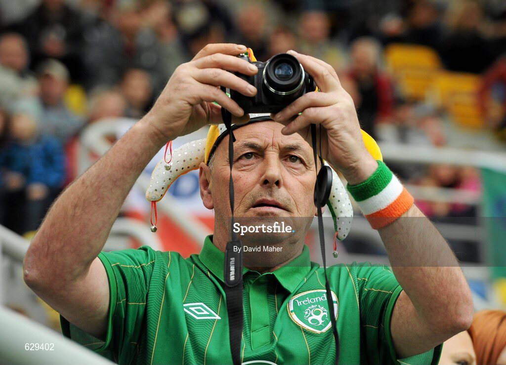 5 June 2012; Republic of Ireland supporter Paddy Kelly, from Lucan, Co. Dublin, watches on during squad training ahead of UEFA EURO 2012 which begins on June 8th. Republic of Ireland EURO2012 Squad Training, Arka Stadium, Gdynia, Poland. Picture credit: David Maher / SPORTSFILE