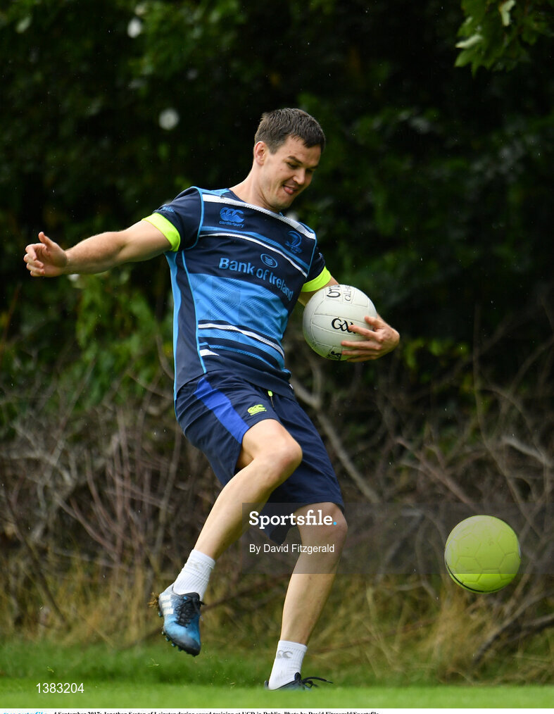 4 September 2017; Jonathan Sexton of Leinster during squad training at UCD in Dublin. Photo by David Fitzgerald/Sportsfile