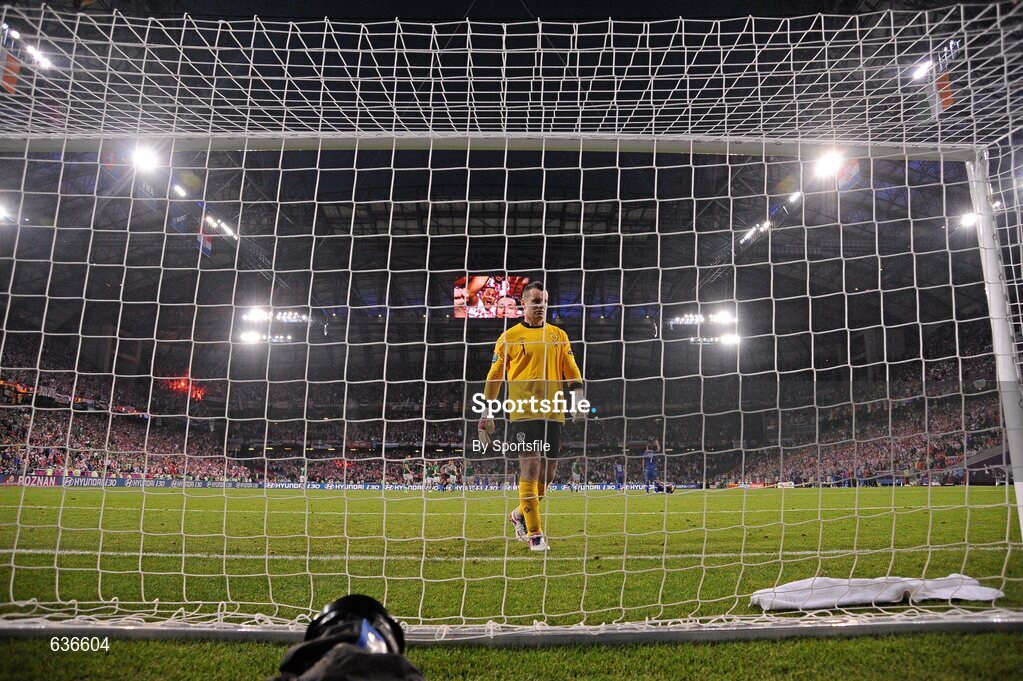 10 June 2012; Republic of Ireland goalkeeper Shay Given after Nikica Jelavic, Croatia, scored their side's second goal after 43 minutes. EURO2012, Group C, Republic of Ireland v Croatia, Municipal Stadium Poznan, Poznan, Poland. Photo by Sportsfile