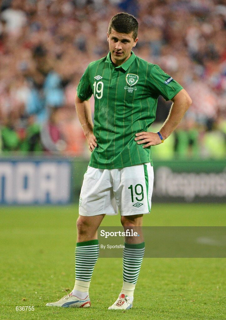 10 June 2012; A dejected Shane Long, Republic of Ireland, after the game. EURO2012, Group C, Republic of Ireland v Croatia, Municipal Stadium Poznan, Poznan, Poland. Photo by Sportsfile