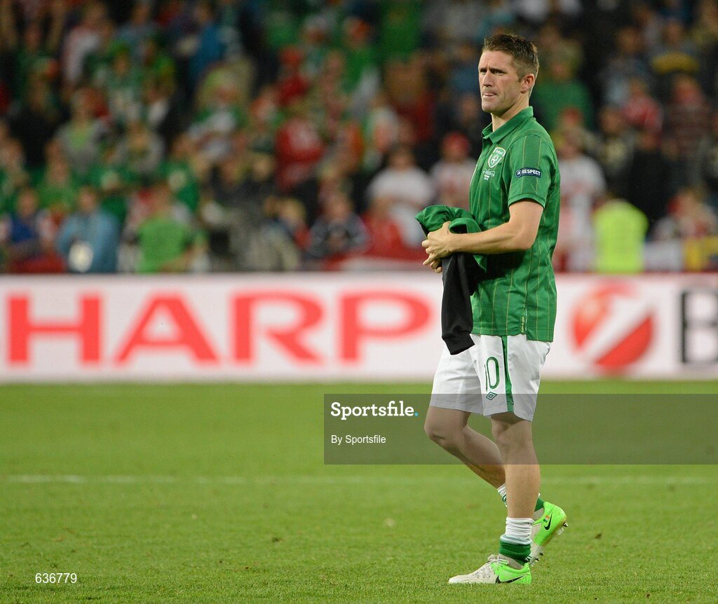 10 June 2012; A dejected Robbie Keane, Republic of Ireland, after the game. EURO2012, Group C, Republic of Ireland v Croatia, Municipal Stadium Poznan, Poznan, Poland. Photo by Sportsfile