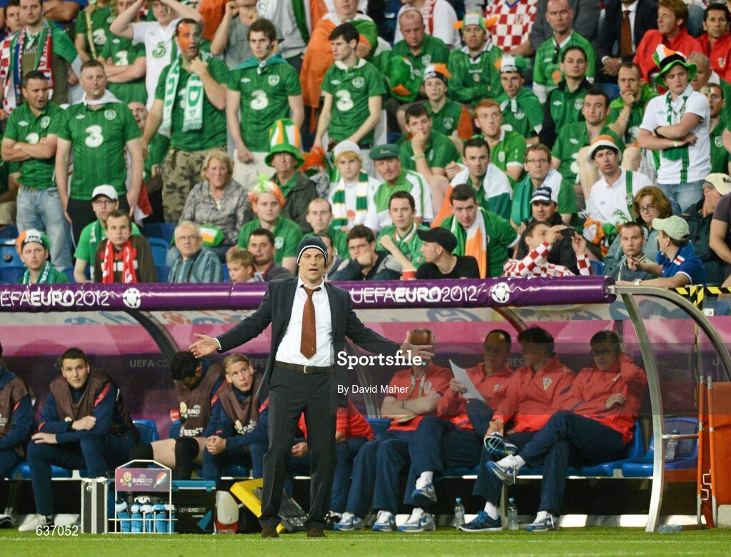 10 June 2012; Croatia manager Slaven Bilic during the game. EURO2012, Group C, Republic of Ireland v Croatia, Municipal Stadium Poznan, Poznan, Poland. Picture credit: David Maher / SPORTSFILE