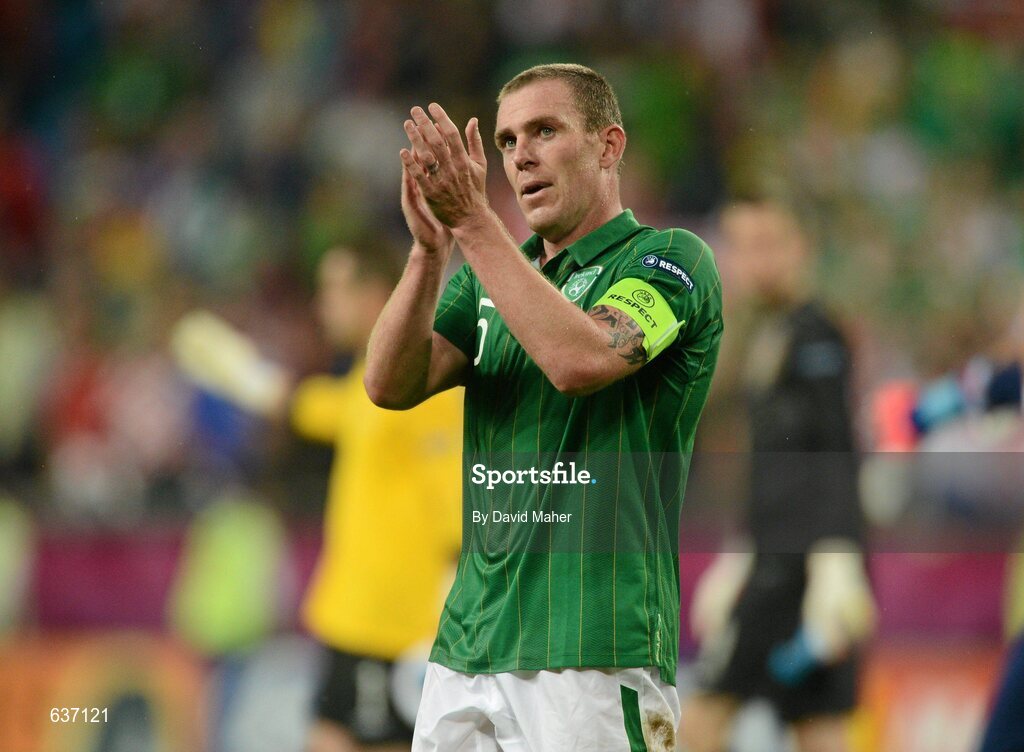 10 June 2012; Richard Dunne, Republic of Ireland, at the end of the game. EURO2012, Group C, Republic of Ireland v Croatia, Municipal Stadium Poznan, Poznan, Poland. Picture credit: David Maher / SPORTSFILE