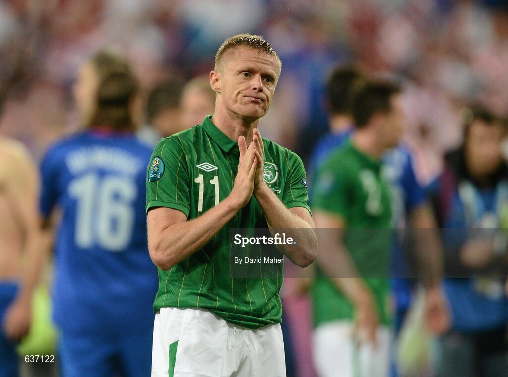 10 June 2012; Damien Duff, Republic of Ireland, at the end of the game. EURO2012, Group C, Republic of Ireland v Croatia, Municipal Stadium Poznan, Poznan, Poland. Picture credit: David Maher / SPORTSFILE
