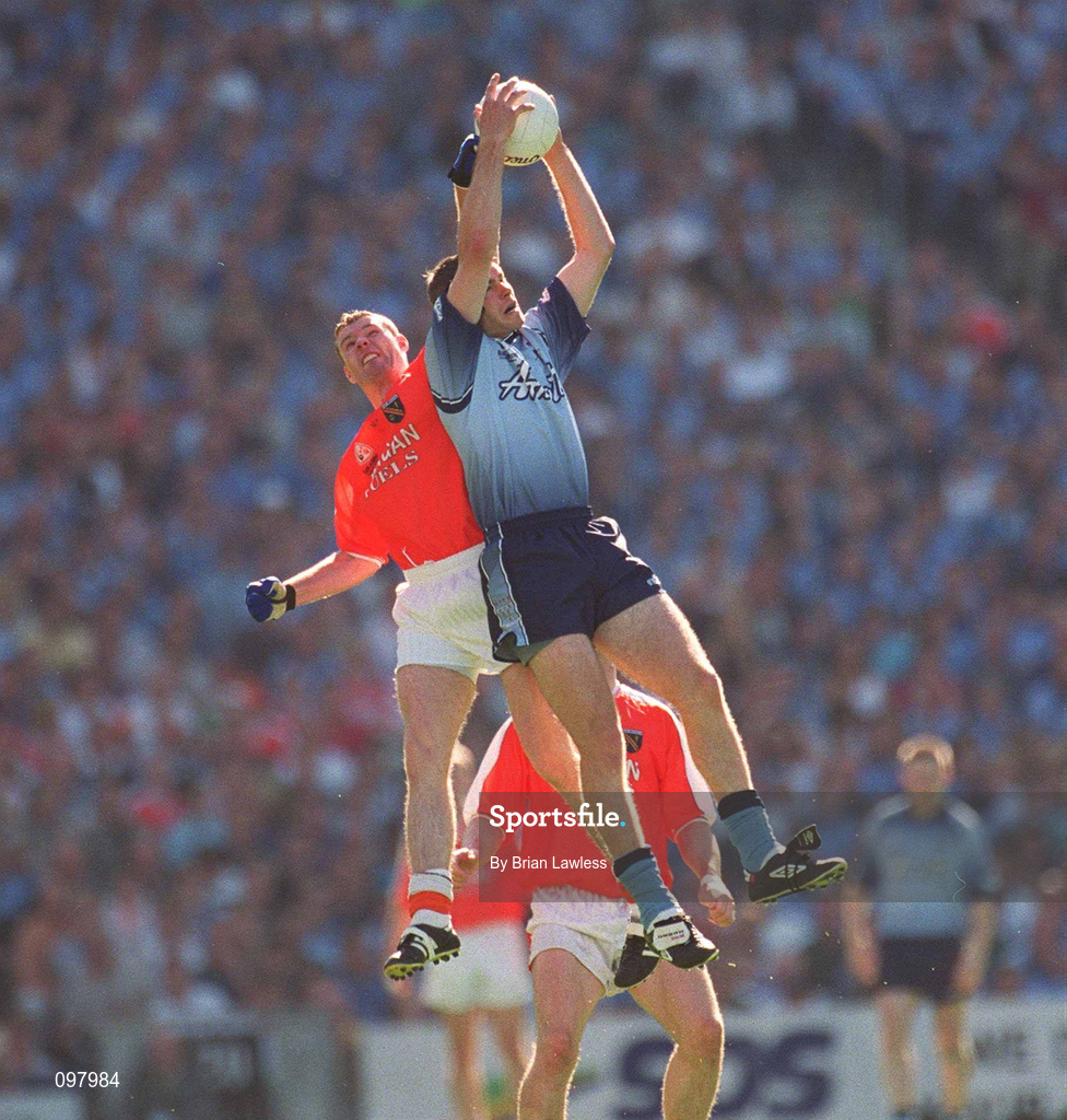1 September 2002; John Toal of Armagh in action against Darren Magee of Dublin during the Bank of Ireland All-Ireland Senior Football Championship Semi-Final match between Armagh and Dublin at Croke Park in Dublin. Photo by Brian Lawless/Sportsfile