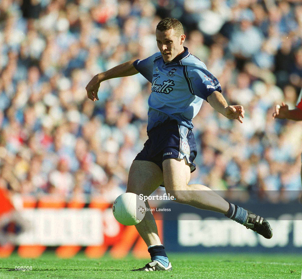 1 September 2002; Dublin's Ciaran Whelan scores a goal during the Bank of Ireland All-Ireland Senior Football Championship Semi-Final match between Armagh and Dublin at Croke Park in Dublin. Photo by Brian Lawless/Sportsfile