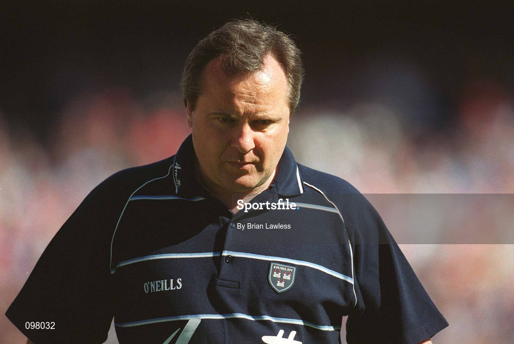 1 September 2002; Dublin manager Tommy Lyons in pensive mood during the Bank of Ireland All-Ireland Senior Football Championship Semi-Final match between Armagh and Dublin at Croke Park in Dublin. Photo by Brian Lawless/Sportsfile