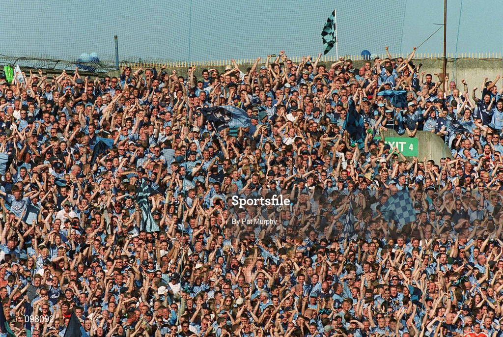 1 September 2002; Dublin supporters on Hill 16 during the Bank of Ireland All-Ireland Senior Football Championship Semi-Final match between Armagh and Dublin at Croke Park in Dublin. Photo by Pat Murphy/Sportsfile