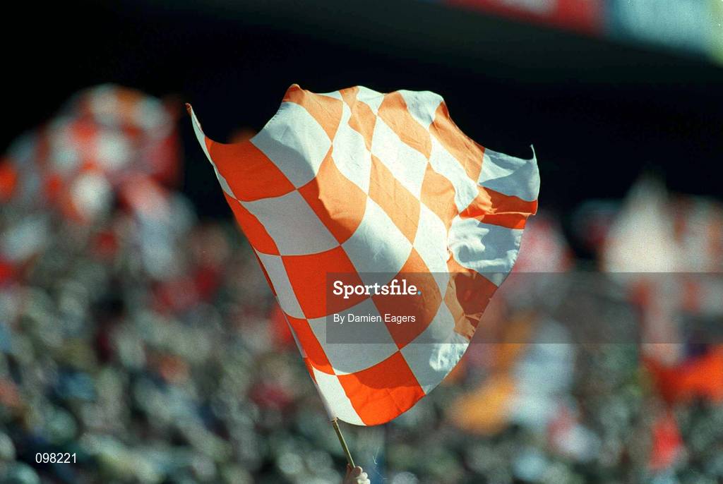 1 September 2002; An Armagh flag during the Bank of Ireland All-Ireland Senior Football Championship Semi-Final match between Armagh and Dublin at Croke Park in Dublin. Photo by Damien Eagers/Sportsfile