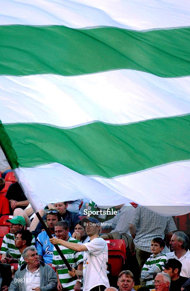 2 August 2002; Shamrock Rovers supporters during the eircom League Premier Division match between Bohemians and Shamrock Rovers at Dalymount Park in Dublin. Photo by David Maher/Sportsfile