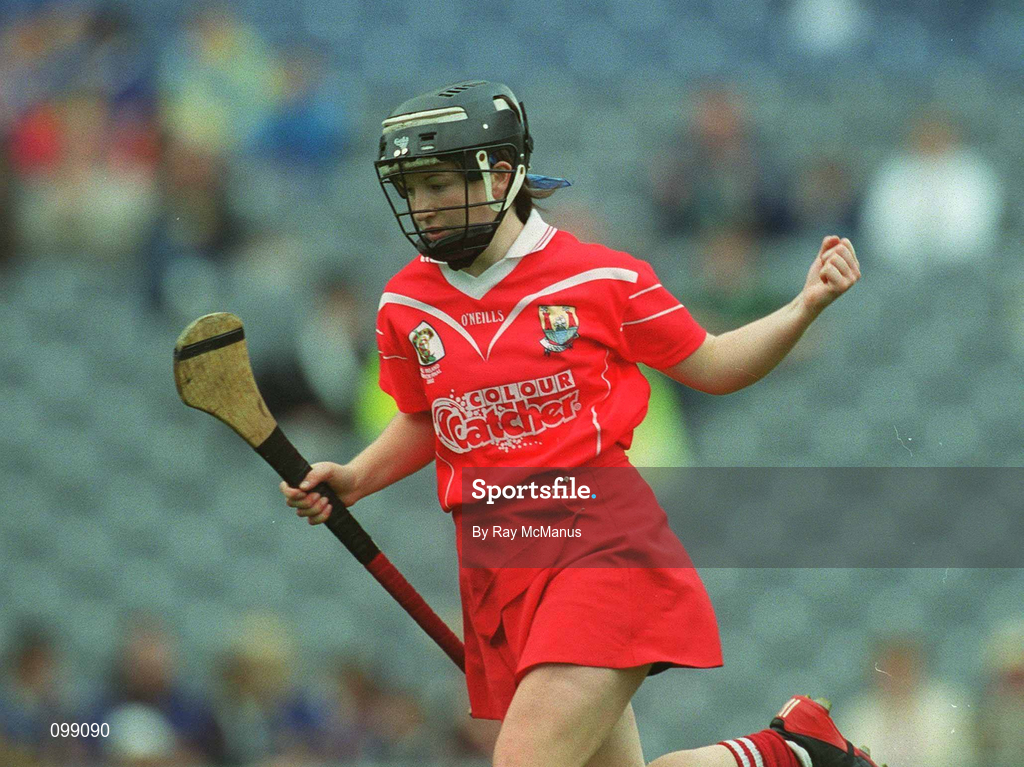 15 September 2002; Fiona O'Driscoll of Cork celebrates scoring her side's second goal during the All-Ireland Senior Camogie Championship Final match between Cork and Tipperary at Croke Park in Dublin. Photo by Ray McManus/Sportsfile