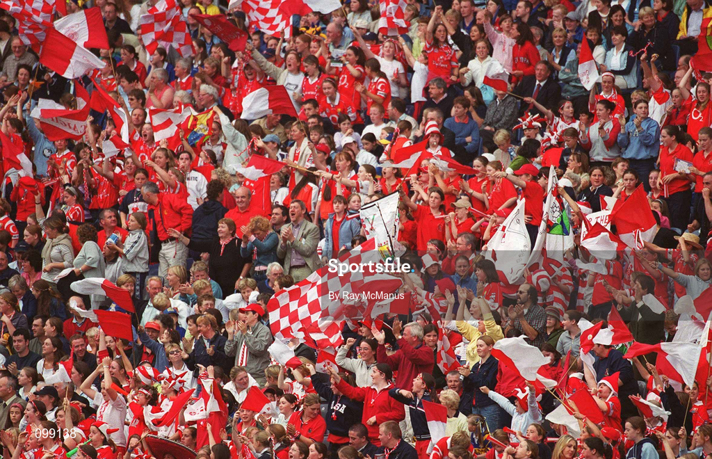 15 September 2002; Cork supporters during the All-Ireland Senior Camogie Championship Final match between Cork and Tipperary at Croke Park in Dublin. Photo by Ray McManus/Sportsfile