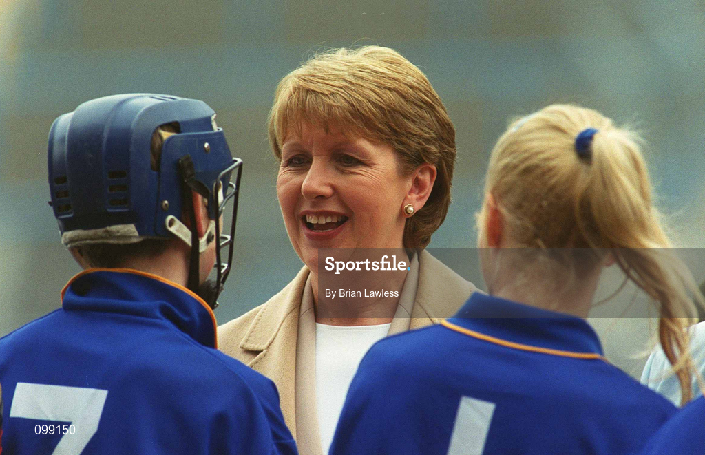 15 September 2002; President of Ireland Mary McAleese meets the Tipperary team prior to the All-Ireland Senior Camogie Championship Final match between Cork and Tipperary at Croke Park in Dublin. Photo by Brian Lawless/Sportsfile