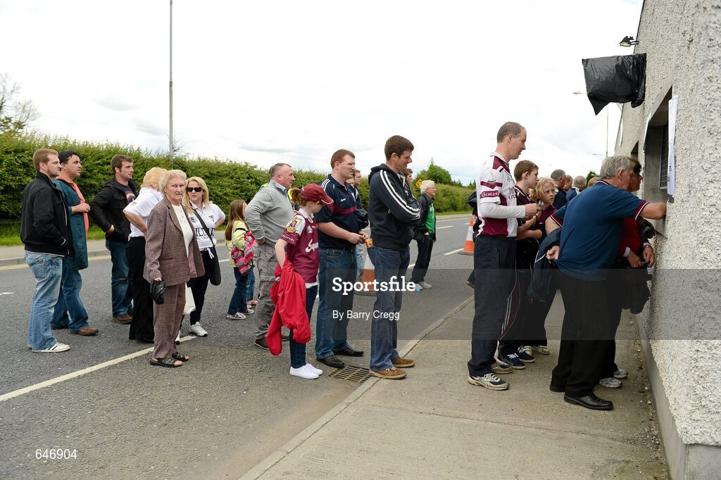 17 June 2012; Match supporters que to purchase their tickets before the game. Leinster GAA Football Senior Championship Quarter-Final, Offaly v Kildare, O'Moore Park, Portlaoise, Co. Laois. Picture credit: Barry Cregg / SPORTSFILE