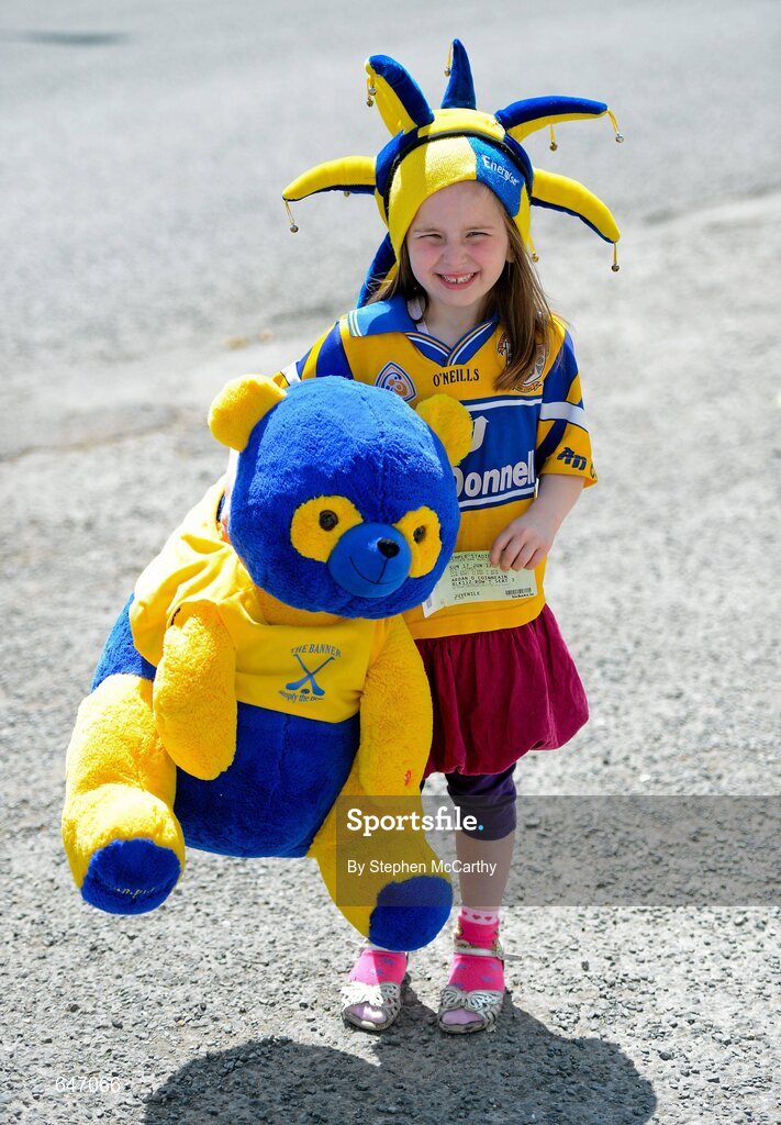 17 June 2012; Clare supporter Leah Wiley, age 5, from Ennis, Co. Clare, ahead of the game. Munster GAA Hurling Senior Championship Semi-Final, Clare v Waterford, Semple Stadium, Thurles, Co. Tipperary. Picture credit: Stephen McCarthy / SPORTSFILE