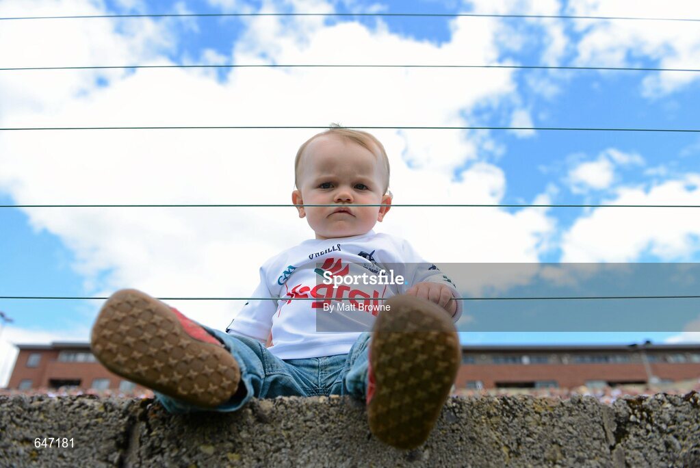 17 June 2012; 15 mounth old Kildare supporter Fionn Kelly, from Athy, Co. Kildare, at the game. Leinster GAA Football Senior Championship Quarter-Final, Offaly v Kildare, O'Moore Park, Portlaoise, Co. Laois. Picture credit: Matt Browne / SPORTSFILE