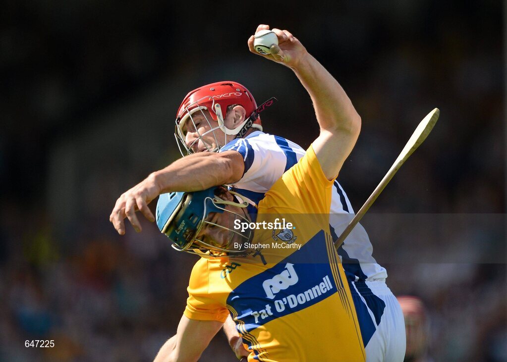17 June 2012; Patrick O'Connor, Clare, in action against Seamus Prendergast, Waterford. Munster GAA Hurling Senior Championship Semi-Final, Clare v Waterford, Semple Stadium, Thurles, Co. Tipperary. Picture credit: Stephen McCarthy / SPORTSFILE
