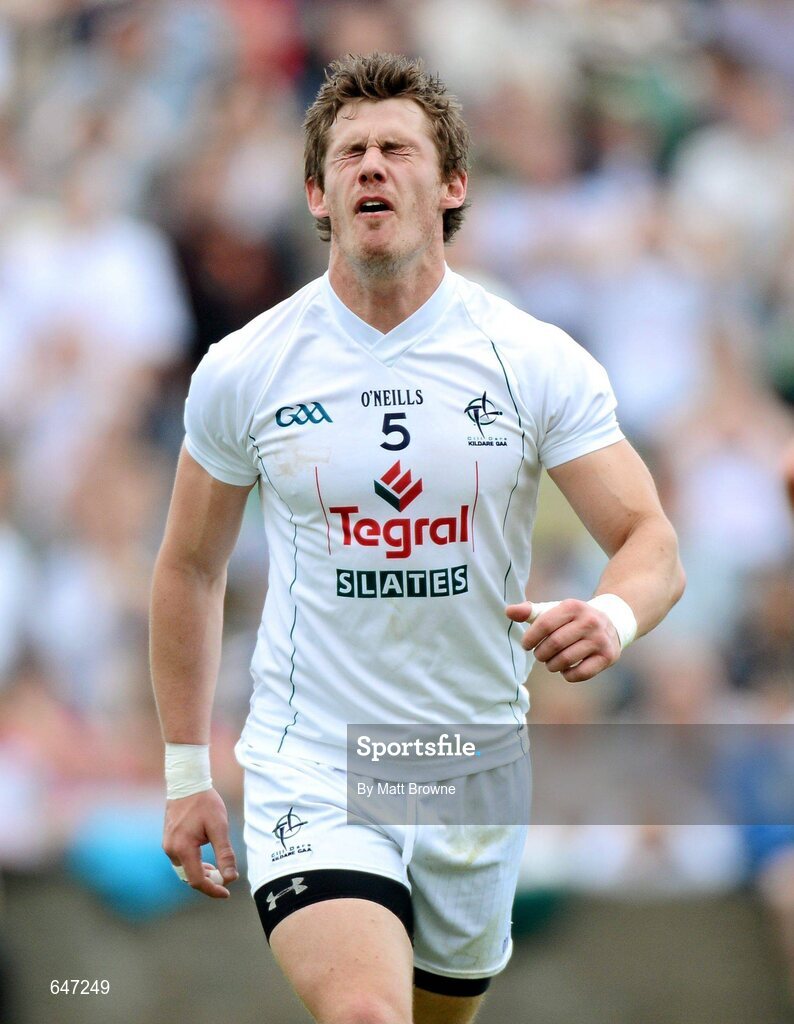 17 June 2012; Emmet Bolton, Kildare, after missing a goal chance against Offaly in the first half. Leinster GAA Football Senior Championship Quarter-Final, Offaly v Kildare, O'Moore Park, Portlaoise, Co. Laois. Picture credit: Matt Browne / SPORTSFILE