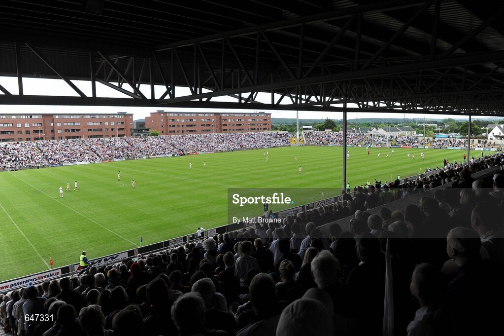 17 June 2012; A general view from the main stand in O'Moore Park. Leinster GAA Football Senior Championship Quarter-Final, Offaly v Kildare, O'Moore Park, Portlaoise, Co. Laois. Picture credit: Matt Browne / SPORTSFILE