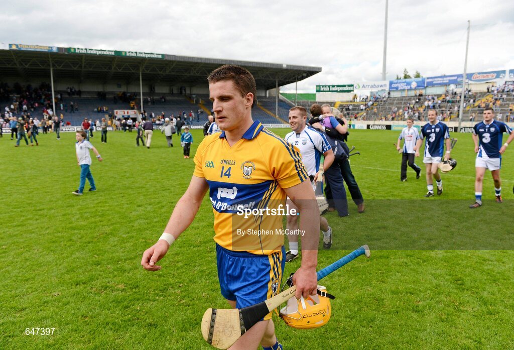 17 June 2012; A dejected John Conlon, Clare, leaves the pitch after the game. Munster GAA Hurling Senior Championship Semi-Final, Clare v Waterford, Semple Stadium, Thurles, Co. Tipperary. Picture credit: Stephen McCarthy / SPORTSFILE