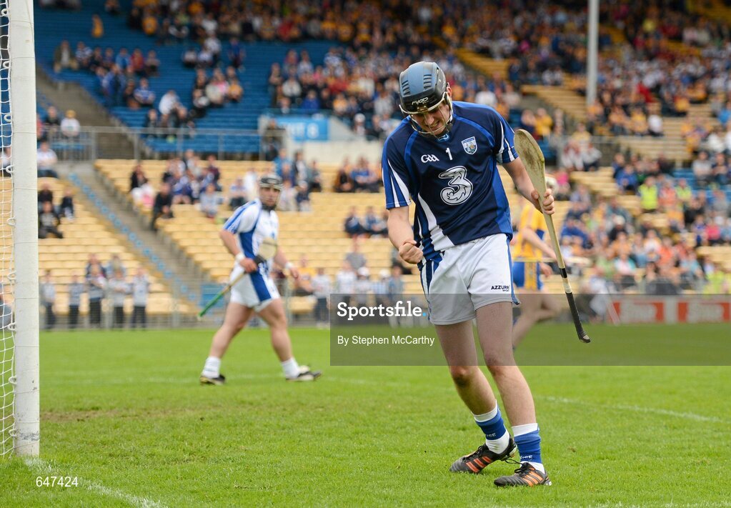 17 June 2012; Stephen O'Keeffe, Waterford, celebrates a second half save. Munster GAA Hurling Senior Championship Semi-Final, Clare v Waterford, Semple Stadium, Thurles, Co. Tipperary. Picture credit: Stephen McCarthy / SPORTSFILE