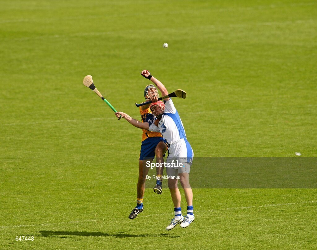 17 June 2012; Eoin kelly, Waterford, is tackled by Brendan Bugler, Clare. Munster GAA Hurling Senior Championship Semi-Final, Clare v Waterford, Semple Stadium, Thurles, Co. Tipperary. Picture credit: Ray McManus / SPORTSFILE
