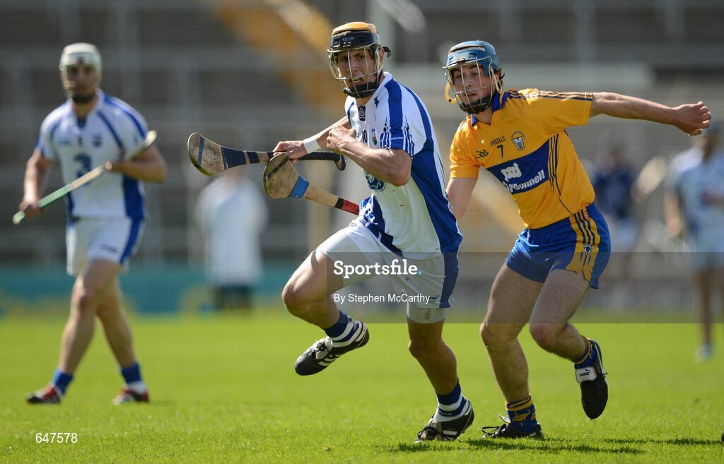 17 June 2012; Maurice Shanahan, Waterford, in action against Patrick O'Connor, Clare. Munster GAA Hurling Senior Championship Semi-Final, Clare v Waterford, Semple Stadium, Thurles, Co. Tipperary. Picture credit: Stephen McCarthy / SPORTSFILE