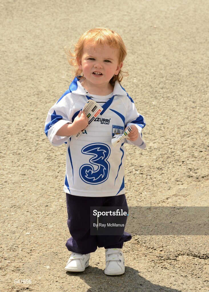 17 June 2012; Waterford supporter Tadhg Harris, 17 months, from Portlaw, on his way to the game. Munster GAA Hurling Senior Championship Semi-Final, Clare v Waterford, Semple Stadium, Thurles, Co. Tipperary. Picture credit: Ray McManus / SPORTSFILE