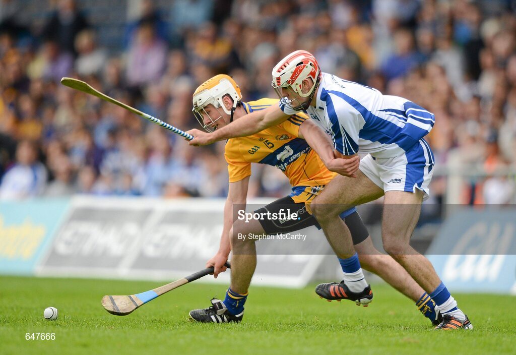 17 June 2012; Conor McGrath, Clare, in action against Stephen Daniels, Waterford. Munster GAA Hurling Senior Championship Semi-Final, Clare v Waterford, Semple Stadium, Thurles, Co. Tipperary. Picture credit: Stephen McCarthy / SPORTSFILE