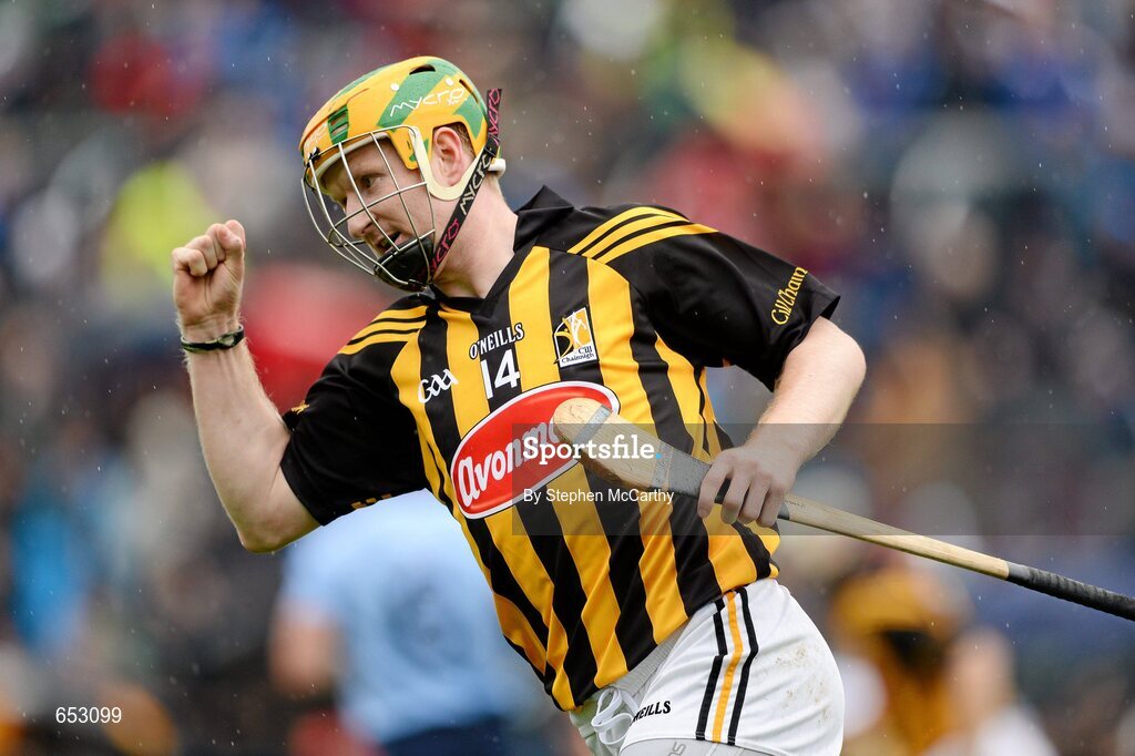 23 June 2012; Richie Power, Kilkenny, celebrates after team-mate TJ Reid scored his side's first goal. Leinster GAA Hurling Senior Championship Semi-Final, Dublin v Kilkenny, O'Moore Park, Portlaoise, Co. Laois. Picture credit: Stephen McCarthy / SPORTSFILE