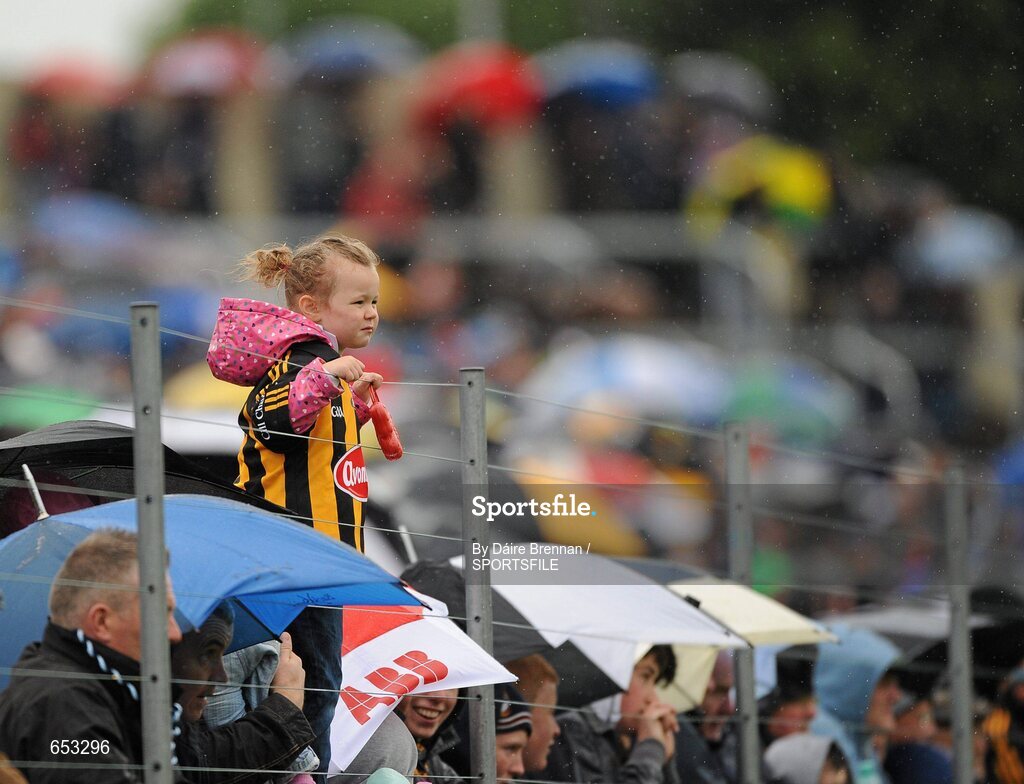 23 June 2012; A young Kilkenny supporter watches the game. Leinster GAA Hurling Senior Championship Semi-Final, Dublin v Kilkenny, O'Moore Park, Portlaoise, Co. Laois. Picture credit: Dáire Brennan / SPORTSFILE